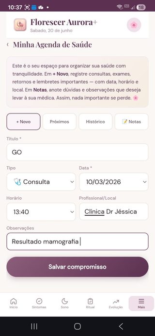 Agenda de Saúde no App Florescer
