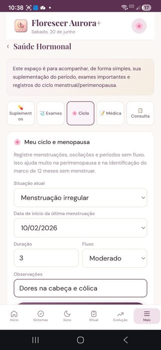 Saúde Hormonal e Ciclo no App Florescer