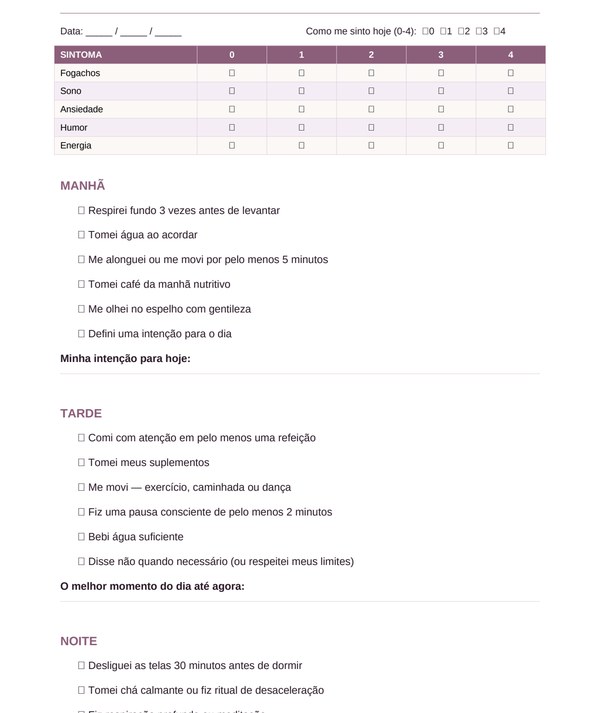 Checklist diário do RITUAL